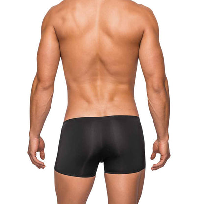 Seamless Sleek Short W/Sheer Pouch Black S | 845830073400 | Available at EroticWarehouse.com