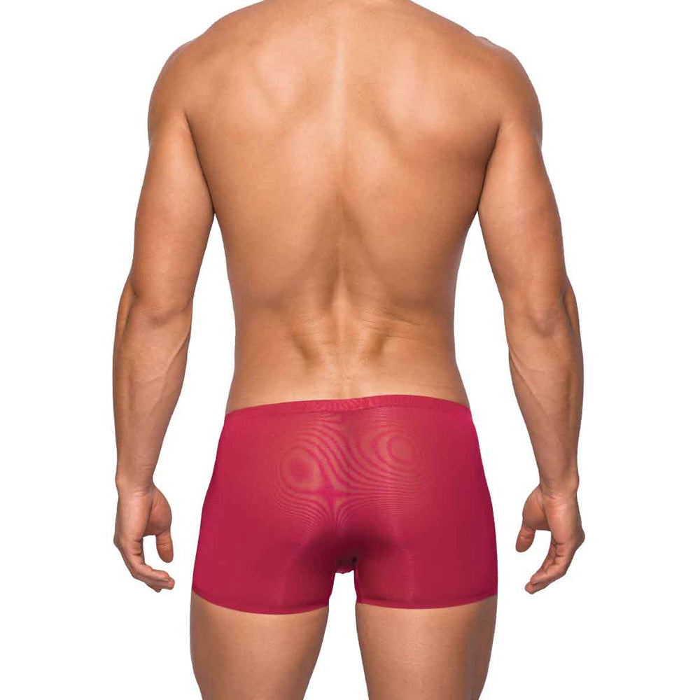 Seamless Sleek Short W/Sheer Pouch Wine L | 845830073455 | Available at EroticWarehouse.com