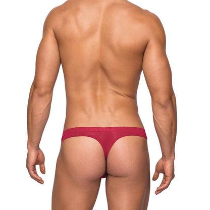 Seamless Sleek Thong W/Sheer Pouch Wine S/M | 845830073479 | Available at EroticWarehouse.com