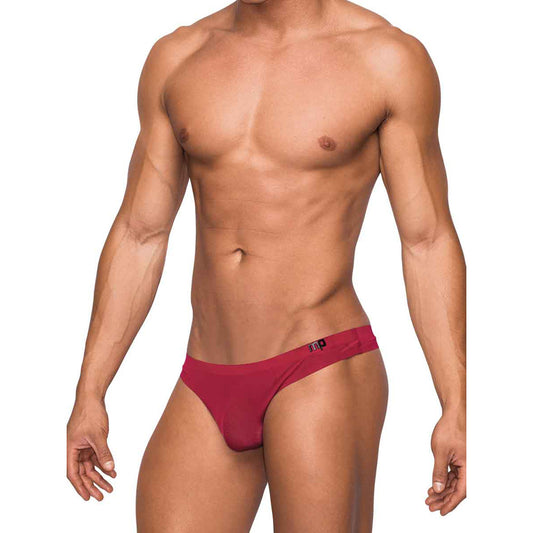 Seamless Sleek Thong W/Sheer Pouch Wine S/M | 845830073479 | Available at EroticWarehouse.com