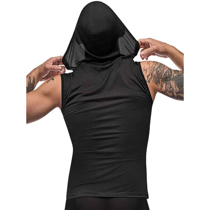 Black Nite Hoodie Tank Black Medium | 845830081825 | Available at EroticWarehouse.com