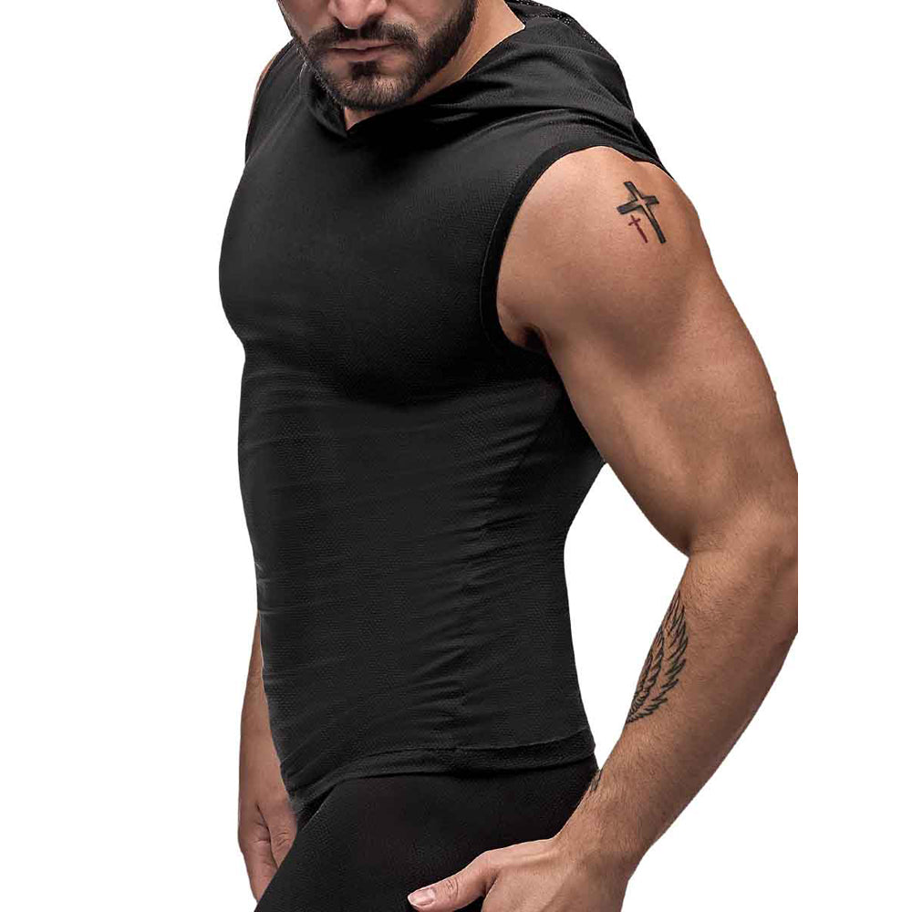 Black Nite Hoodie Tank Black X-Large | 845830081849 | Available at EroticWarehouse.com