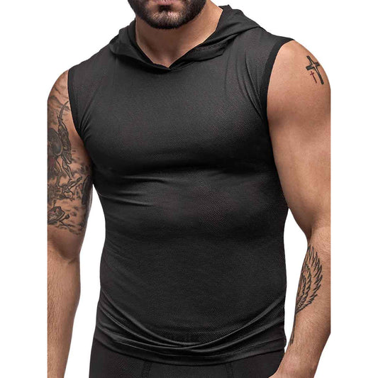 Black Nite Hoodie Tank Black X-Large | 845830081849 | Available at EroticWarehouse.com