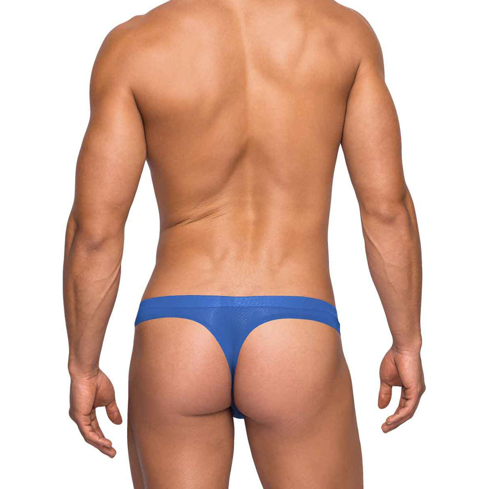 Seamless Sleek Thong W/Sheer Pouch Blue L/Xl | 845830082303 | Available at EroticWarehouse.com