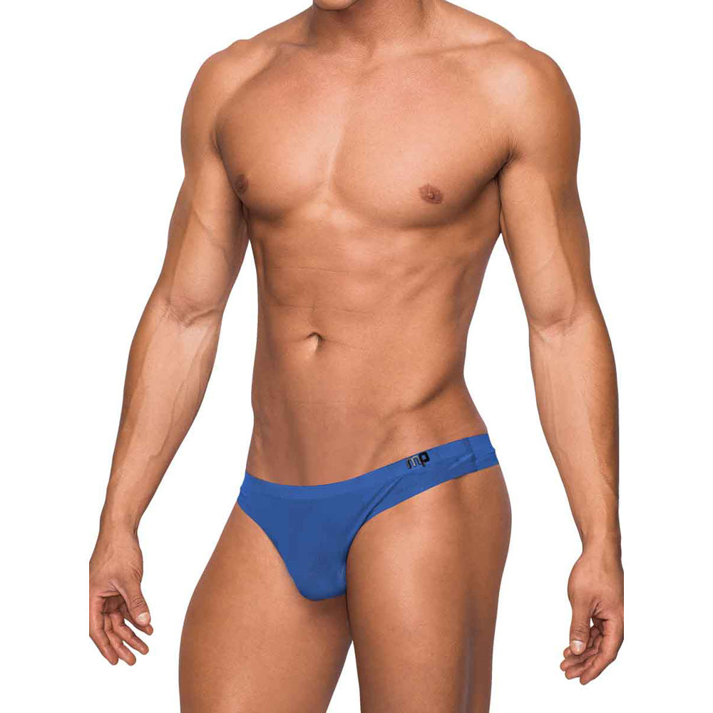 Seamless Sleek Thong W/Sheer Pouch Blue L/Xl | 845830082303 | Available at EroticWarehouse.com