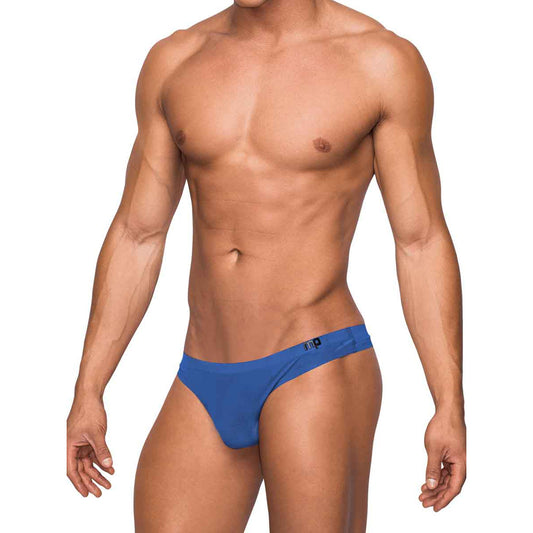 Seamless Sleek Thong W/Sheer Pouch Blue L/Xl | 845830082303 | Available at EroticWarehouse.com