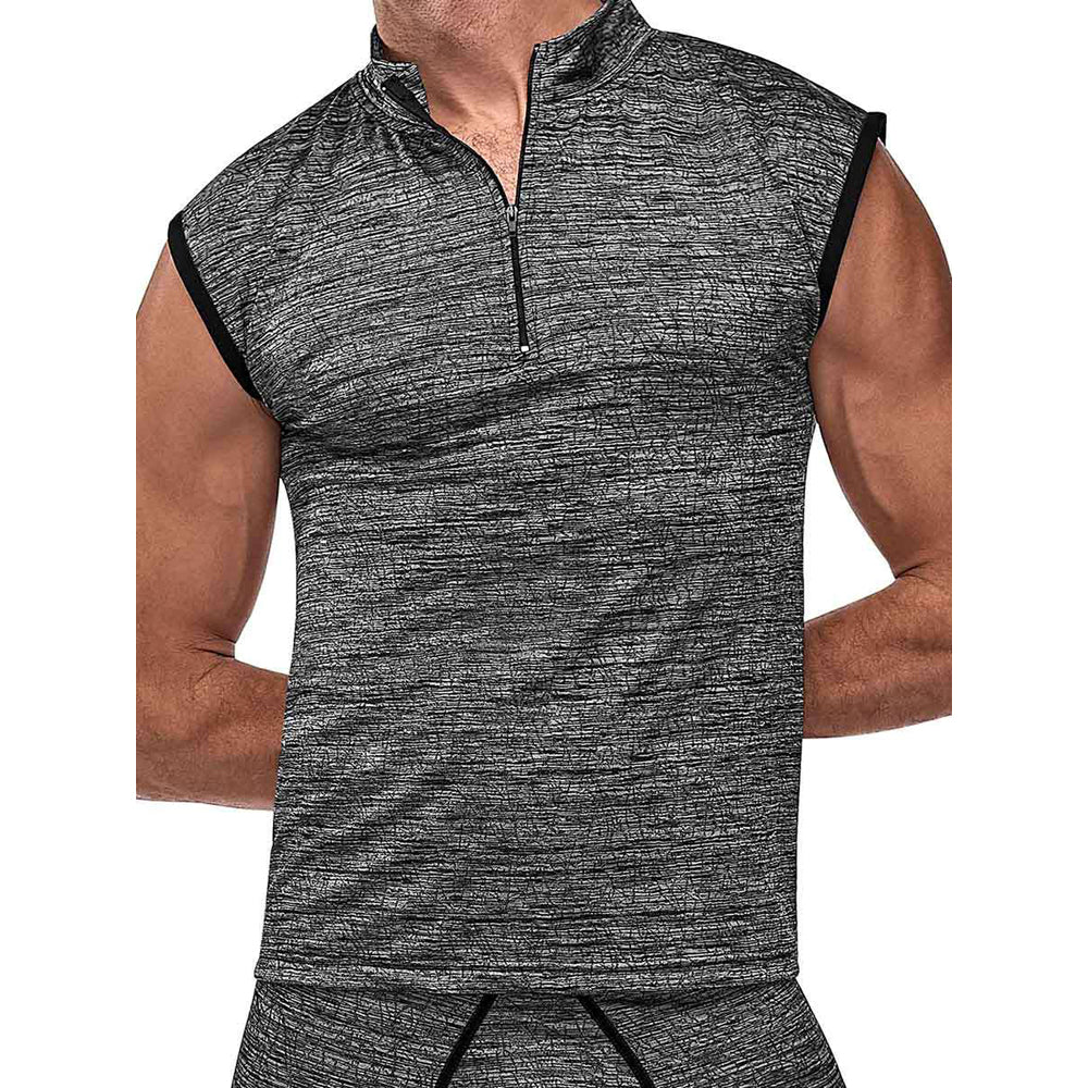 Peak Performance Zipper Muscle Tank Grey Small | 845830084314 | Available at EroticWarehouse.com
