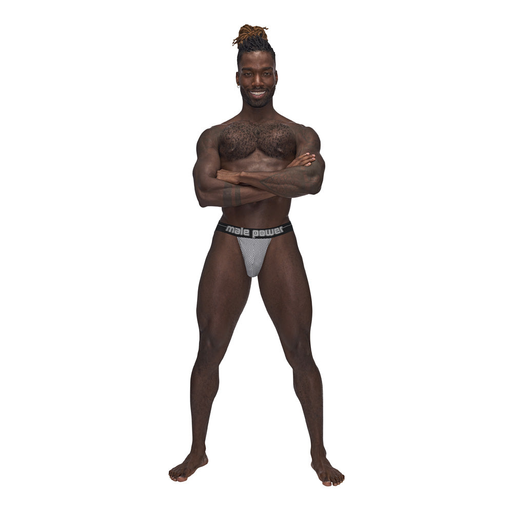 Sexagon Strappy Ring Jock Grey L/Xl | 845830086462 | Available at EroticWarehouse.com