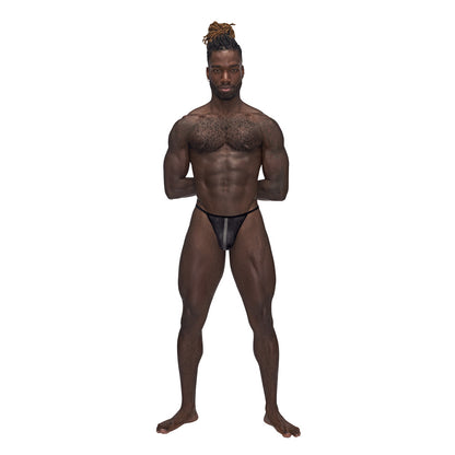 Landing Strip Micro Thong Black S/M | 845830086738 | Available at EroticWarehouse.com