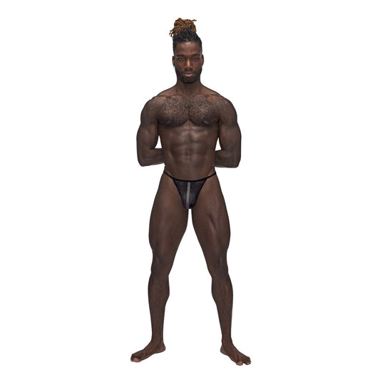 Landing Strip Micro Thong Black S/M | 845830086738 | Available at EroticWarehouse.com