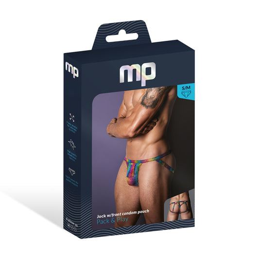 Pack & Play Jock W/ Front Condom Pouch Rainbow L/XL | 845830093910 | Available at EroticWarehouse.com