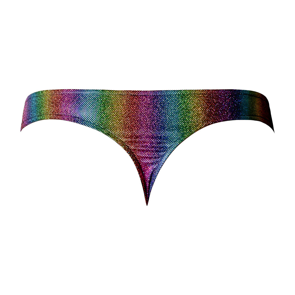 Pack & Play Thong W/ Front Condom Pouch Rainbow S/M | 845830093927 | Available at EroticWarehouse.com