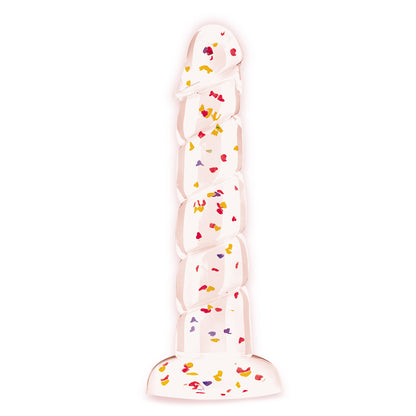 Glittergasm 7.5" Red Orange Yellow Swirl Dildo | 847841013338 | Available at EroticWarehouse.com