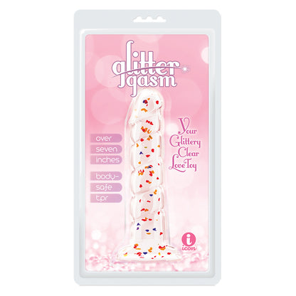 Glittergasm 7.5" Red Orange Yellow Swirl Dildo | 847841013338 | Available at EroticWarehouse.com