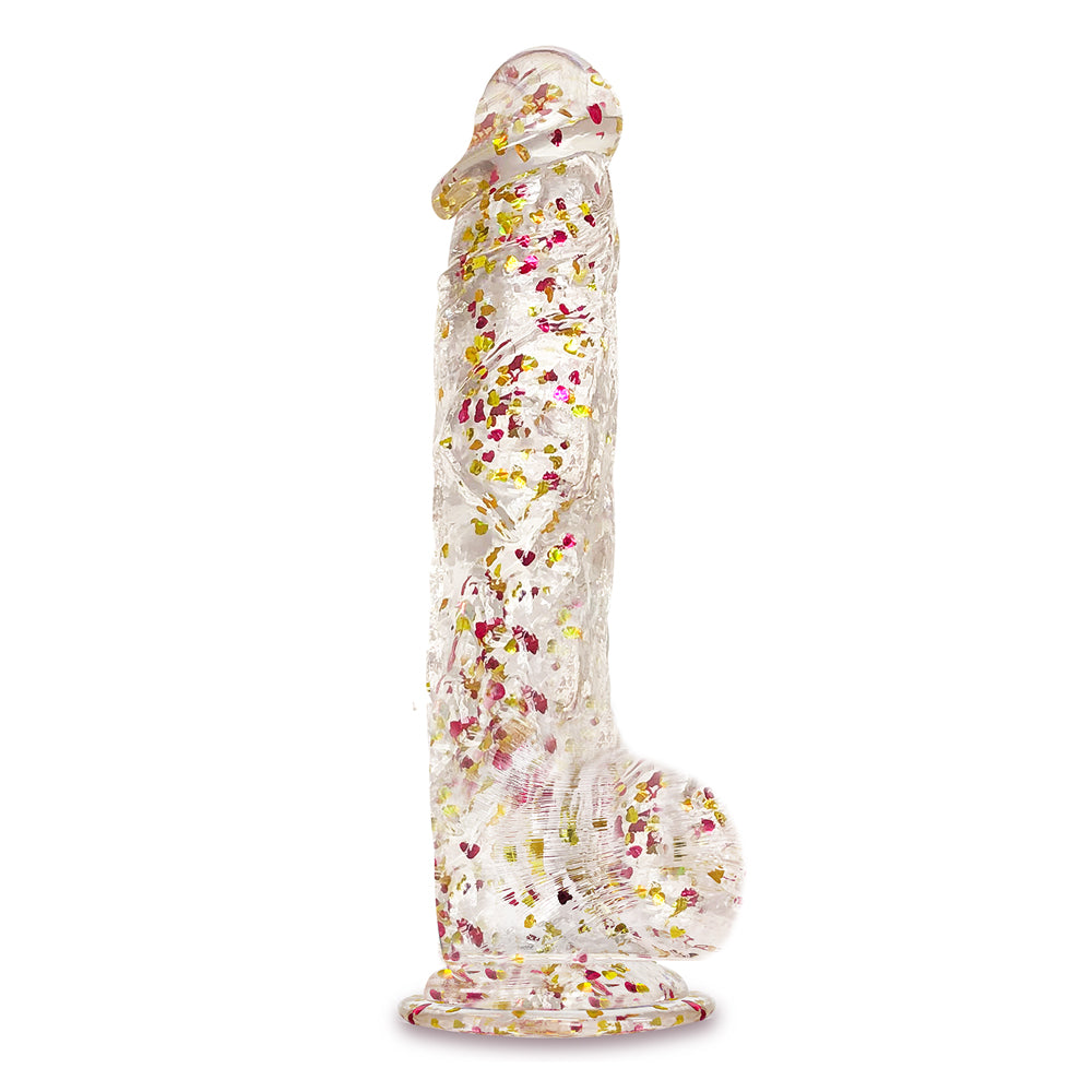 Glittergasm 8" Red Orange Gold Dildo | 847841013352 | Available at EroticWarehouse.com