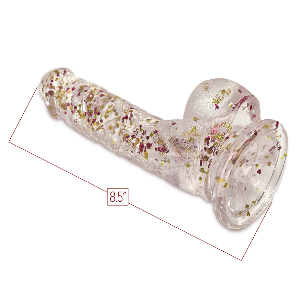 Glittergasm 8" Red Orange Gold Dildo | 847841013352 | Available at EroticWarehouse.com