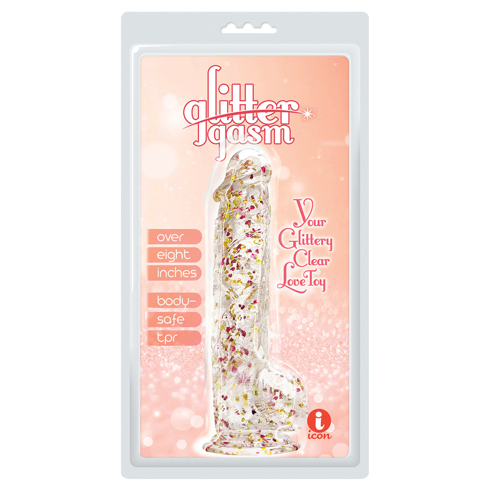 Glittergasm 8" Red Orange Gold Dildo | 847841013352 | Available at EroticWarehouse.com