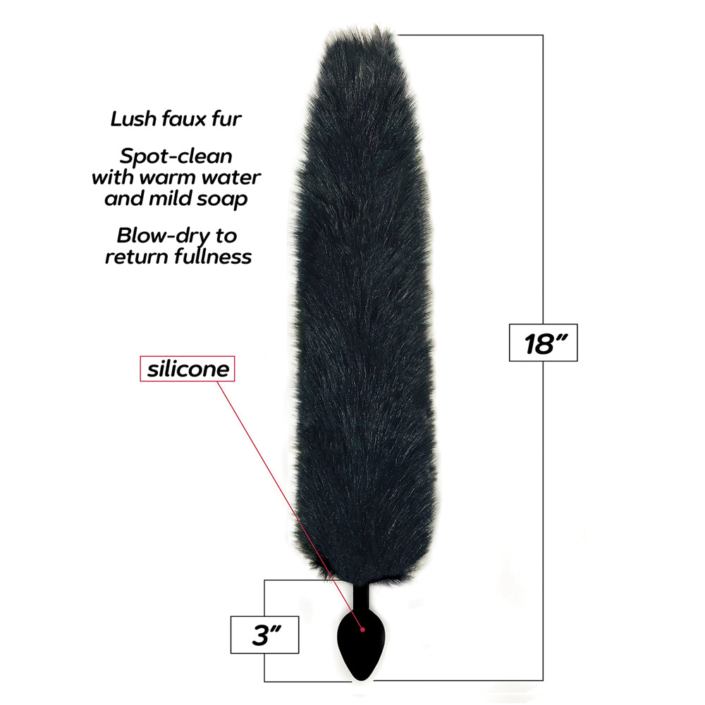 Foxy Silicone Fox Tail Butt Plug Black | 847841014021 | Available at EroticWarehouse.com