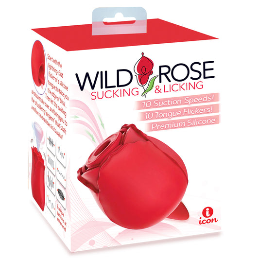 Wild Rose & Tongue Rechargeable Silicone Suction Vibrator | 847841017015 | Available at EroticWarehouse.com