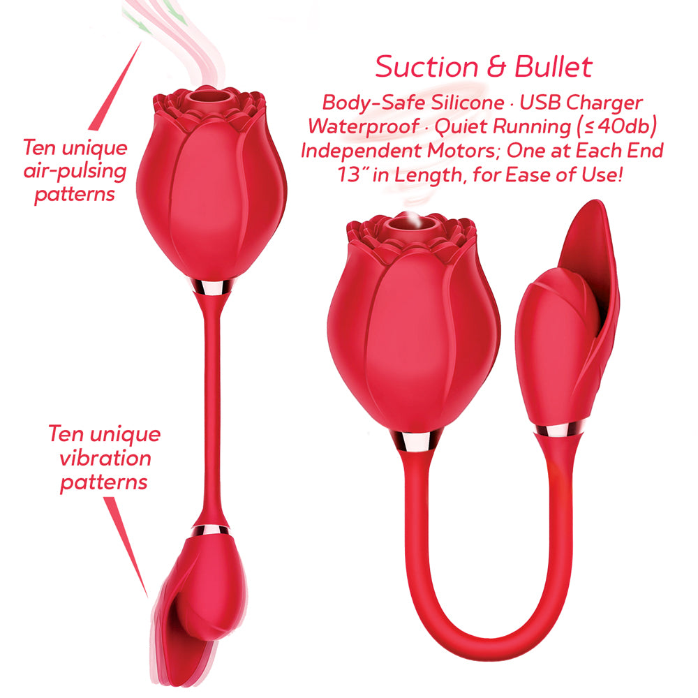 Wild Rose & Bullet Rechargeable Silicone Suction Vibrator | 847841017039 | Available at EroticWarehouse.com