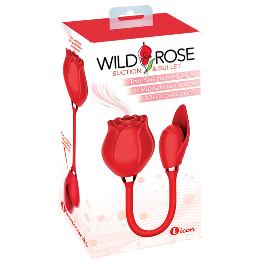 Wild Rose & Bullet Rechargeable Silicone Suction Vibrator | 847841017039 | Available at EroticWarehouse.com