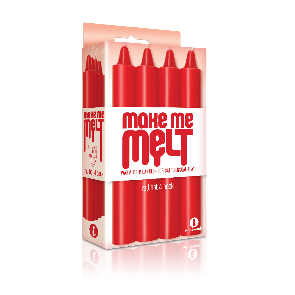 The 9's Make Me Melt Sensual Warm-Drip Candles 4Pk Red Hot | 847841023245 | Available at EroticWarehouse.com