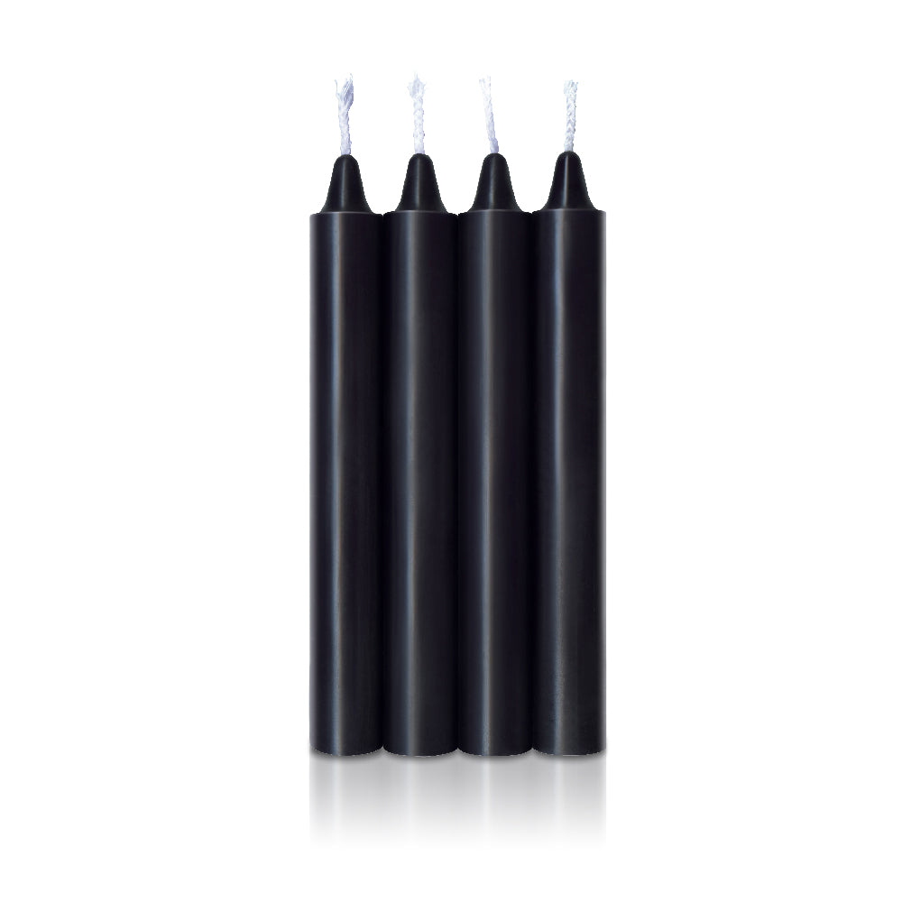 The 9's Make Me Melt Sensual Warm-Drip Candles 4Pk Jet Black | 847841023252 | Available at EroticWarehouse.com