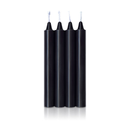 The 9's Make Me Melt Sensual Warm-Drip Candles 4Pk Jet Black | 847841023252 | Available at EroticWarehouse.com