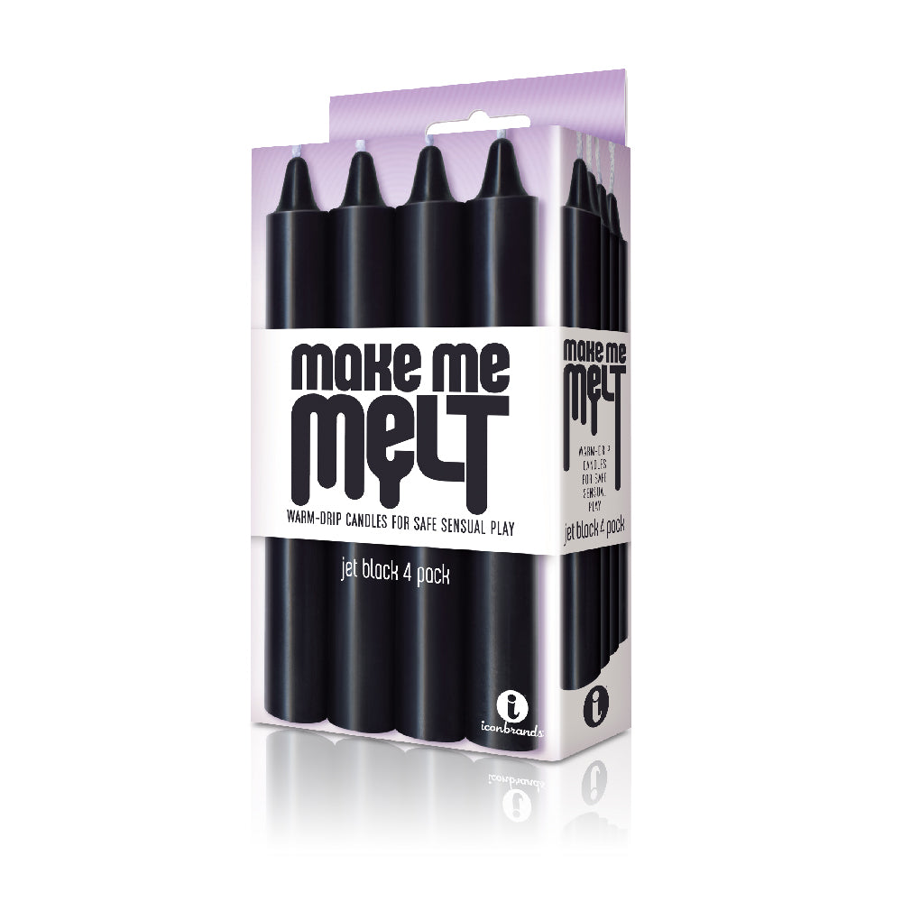 The 9's Make Me Melt Sensual Warm-Drip Candles 4Pk Jet Black | 847841023252 | Available at EroticWarehouse.com