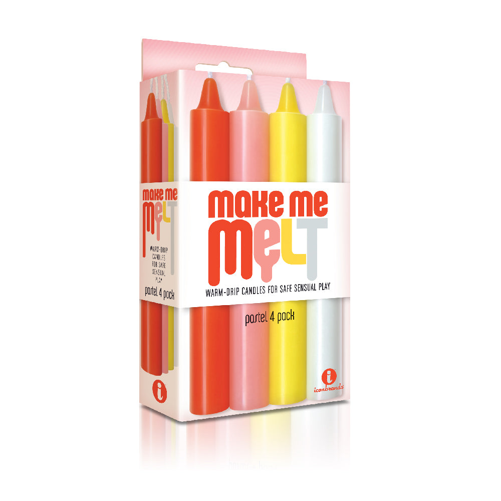 The 9's Make Me Melt Sensual Warm-Drip Candles 4Pk Pastel | 847841023276 | Available at EroticWarehouse.com
