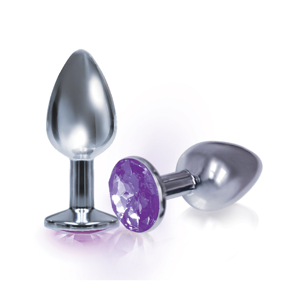 The 9's The Silver Starter Bejeweled Stainless Steel Plug Violet | 847841026079 | Available at EroticWarehouse.com