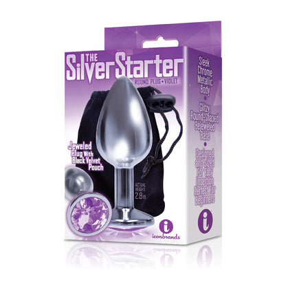 The 9's The Silver Starter Bejeweled Stainless Steel Plug Violet | 847841026079 | Available at EroticWarehouse.com