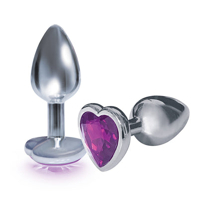 The 9's The Silver Starter Bejeweled Heart Stainless Steel Plug Violet | 847841026109 | Available at EroticWarehouse.com