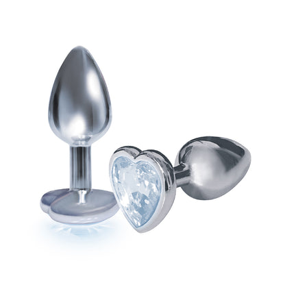 The 9's The Silver Starter Bejeweled Heart Stainless Steel Plug Diamond | 847841026116 | Available at EroticWarehouse.com