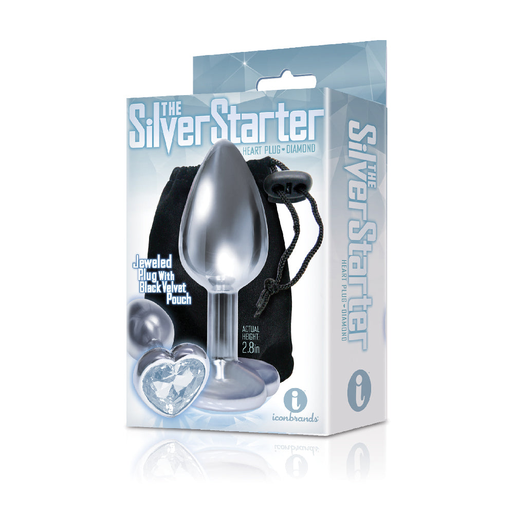 The 9's The Silver Starter Bejeweled Heart Stainless Steel Plug Diamond | 847841026116 | Available at EroticWarehouse.com