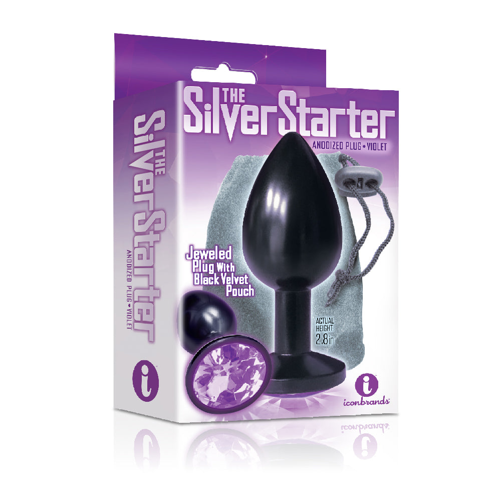The 9's The Silver Starter Bejeweled Annodized Stainless Steel Plug Violet | 847841026123 | Available at EroticWarehouse.com