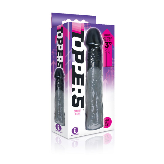 The 9's Toppers Black Extender Sleeve | 847841026307 | Available at EroticWarehouse.com