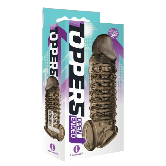 The 9's Toppers Open Ended Ribbed And Nubbed Penis Extender Smoke | 847841026741 | Available at EroticWarehouse.com