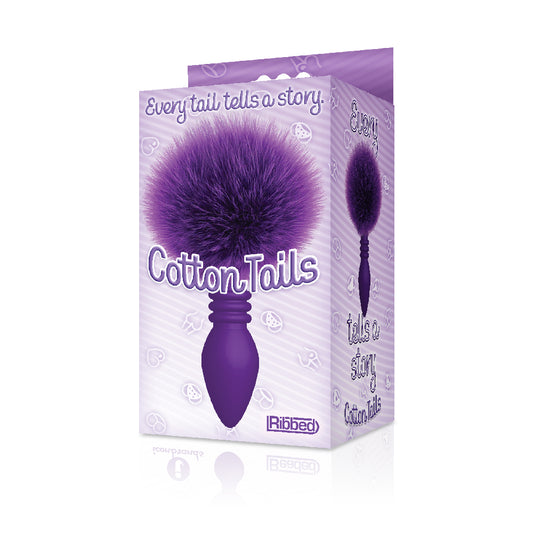 The 9's Cottontails Silicone Bunny Tail Butt Plug Ribbed Purple | 847841026871 | Available at EroticWarehouse.com