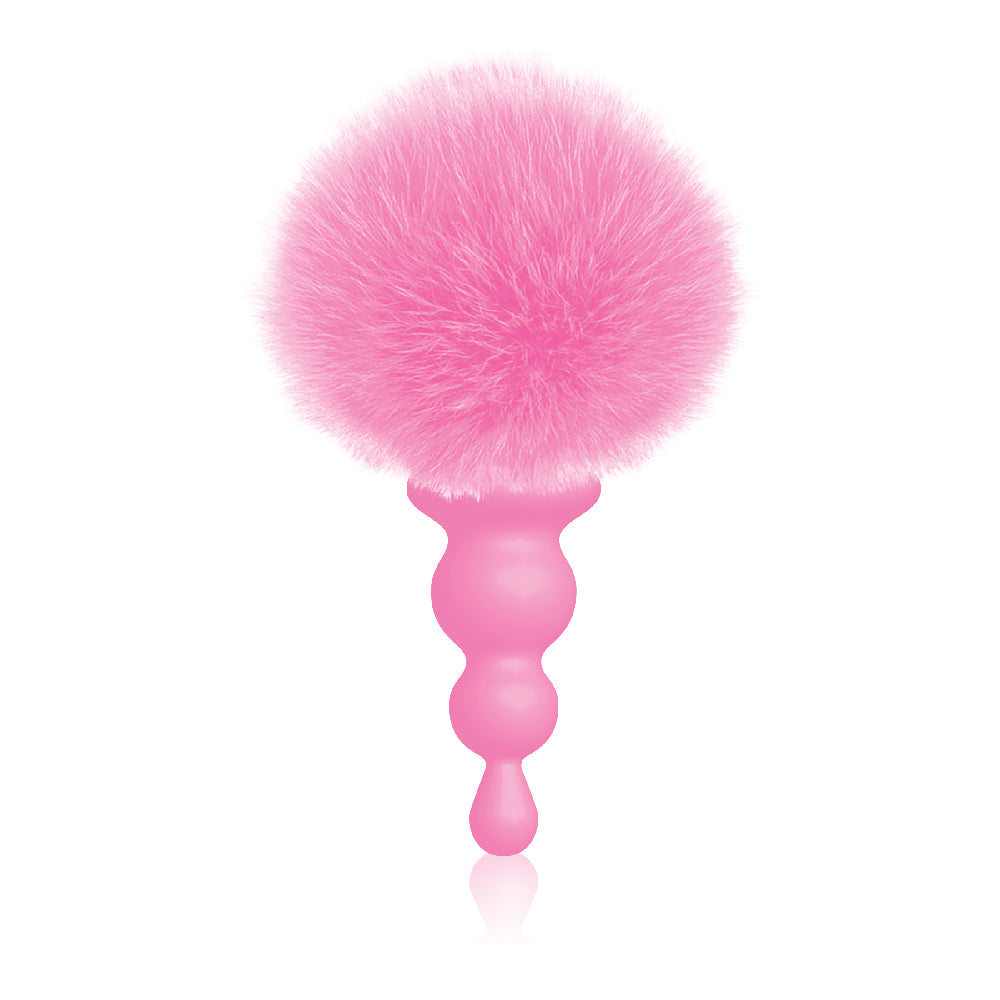 The 9's Cottontails Silicone Bunny Tail Butt Plug Beaded Pink | 847841026888 | Available at EroticWarehouse.com