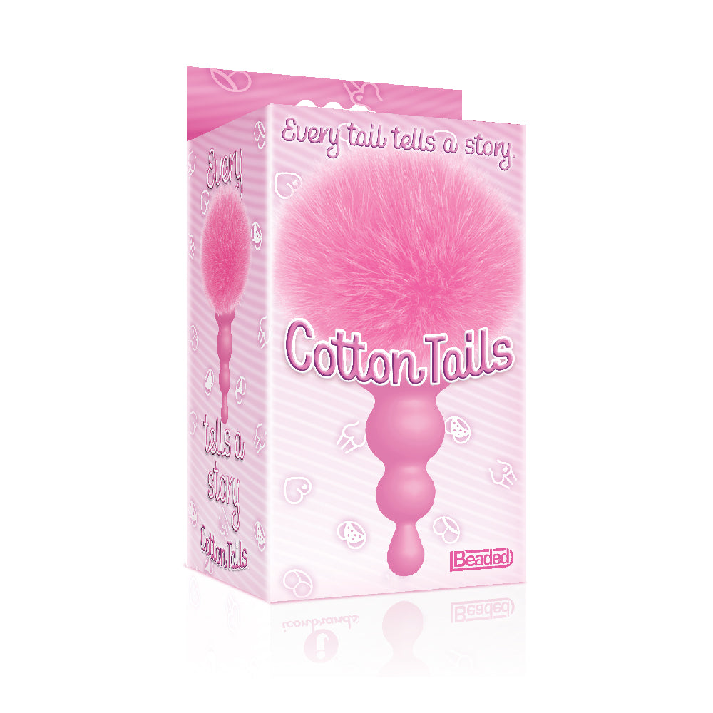 The 9's Cottontails Silicone Bunny Tail Butt Plug Beaded Pink | 847841026888 | Available at EroticWarehouse.com