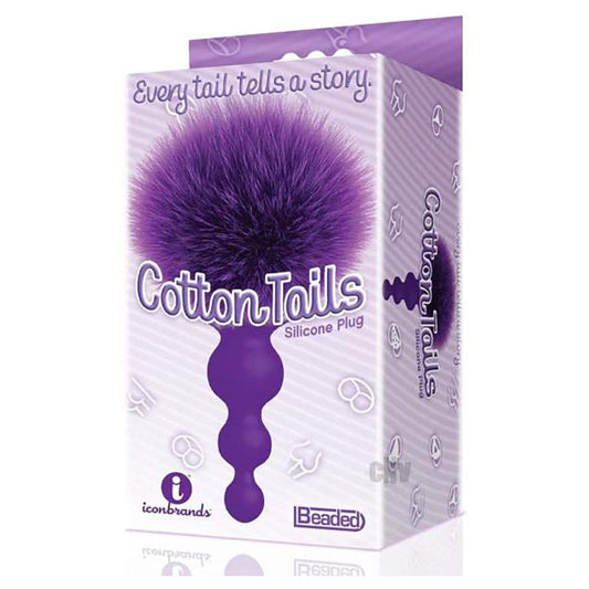 The 9's Cottontails Silicone Bunny Tail Butt Plug Beaded Purple | 847841026895 | Available at EroticWarehouse.com