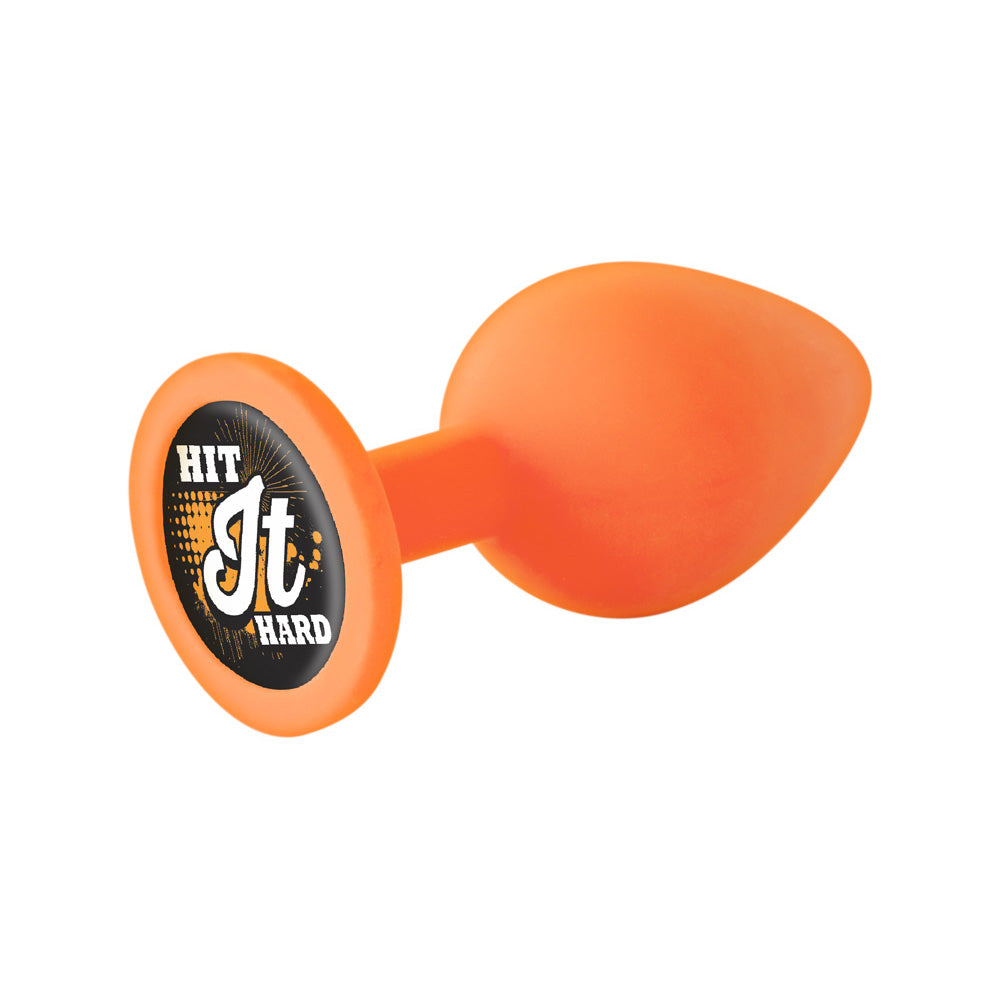 The 9's Booty Calls Silicone Butt Plug Orange Hit It Hard | 847841026925 | Available at EroticWarehouse.com