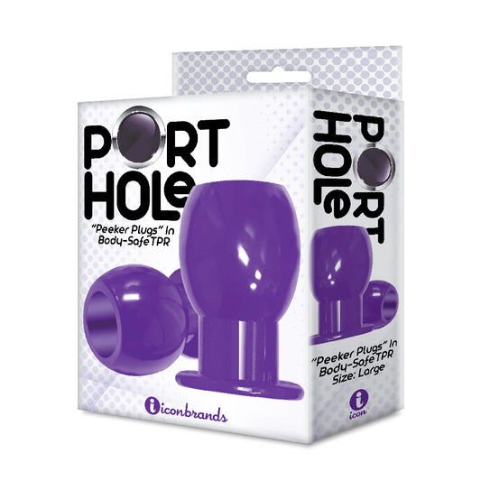 The 9's Port Hole Hollow Butt Plug Purple | 847841026963 | Available at EroticWarehouse.com