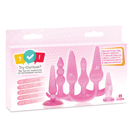 Try-Curious Anal Plug Kit Pink | 847841080118 | Available at EroticWarehouse.com