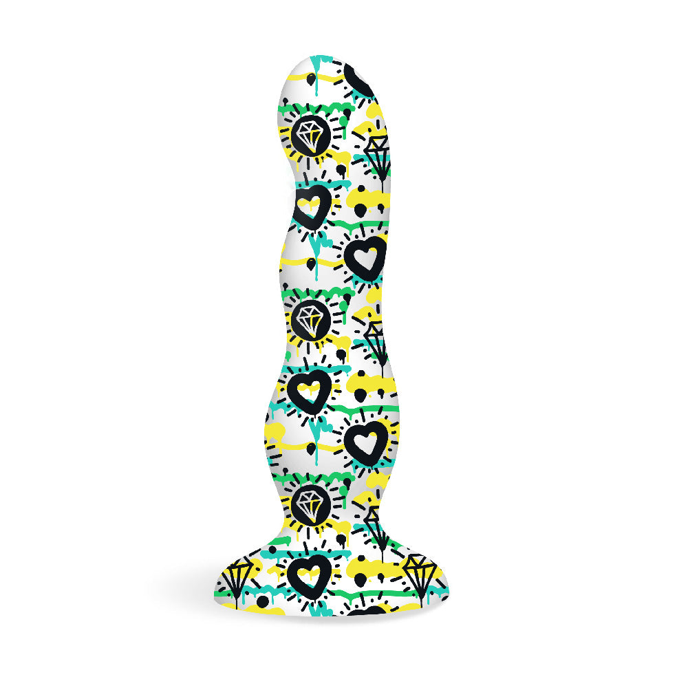 Diamonds And Hearts Curvy Silicone Dildo | 847841090018 | Available at EroticWarehouse.com