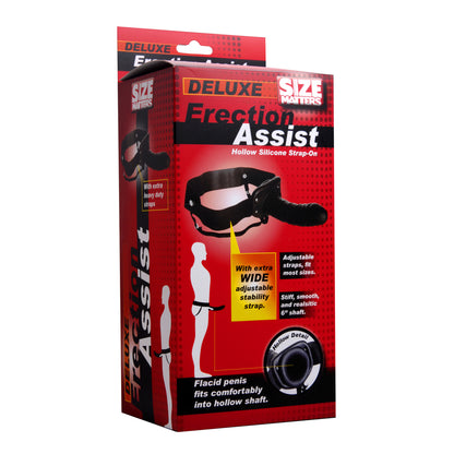 Size Matters Erection Assist Hollow Strap On Black | 848518006721 | Available at EroticWarehouse.com