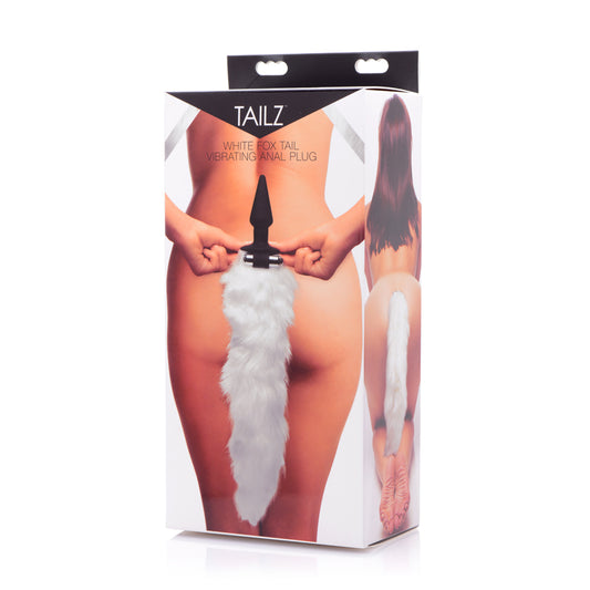 Tailz White Fox Tail Vibrating Anal Plug | 848518016881 | Available at EroticWarehouse.com