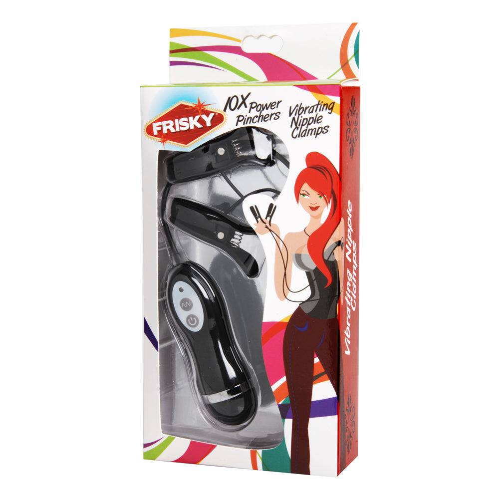 Frisky Power Pinchers 10 Mode Vibrating Nipple Clamps | 848518019042 | Available at EroticWarehouse.com
