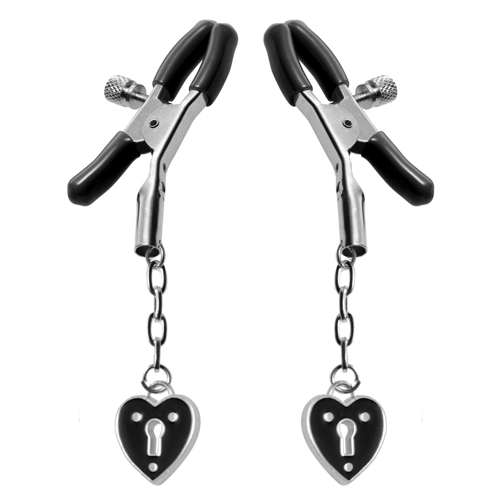 Master Series Charmed Heart Padlock Nipple Clamps | 848518020062 | Available at EroticWarehouse.com